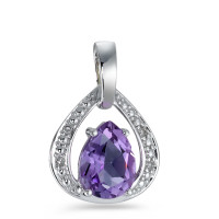 Pendentif Or blanc 18K Diamant 0.02 ct, 4 Pierres, facetté, p1, Améthyste-557998