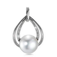 Pendentif Or blanc 18K Diamant blanc, 0.05 ct, 12 Pierres, brillant, w-si perle d'eau douce blanc, 12 Perles, 10.5 mm-558065