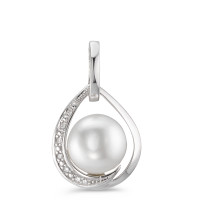 Pendentif Or blanc 18K Diamant blanc, 0.03 ct, 6 Pierres, brillant, w-si perle d'eau douce, 6 Perles, 9 mm-558074