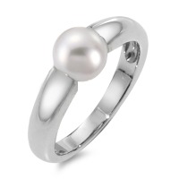 Bague Or blanc 18K perle d'eau douce blanc, 6.5 mm-558097