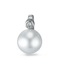 Anhänger 750/18 K Weissgold Diamant weiss, 0.03 ct, Brillantschliff, w-si Süsswasserzuchtperle, 7.5 mm-558116