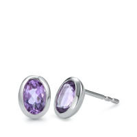 Clous d'oreilles Or blanc 18K Améthyste violet, 2 Pierres-558129