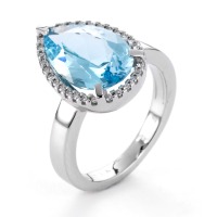 Bague Or blanc 18K Topaze bleu, 0.15 ct, 30 Pierres, brillant, w-si-558149