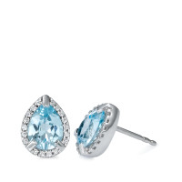 Clous d'oreilles Or blanc 18K Topaze bleu, 0.15 ct, 36 Pierres, brillant, w-si-558151