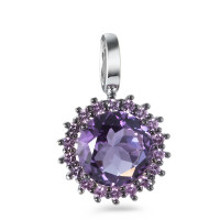 Pendentif Or blanc 18K Améthyste violet, Saphir violet, 18 Pierres Ø14 mm-558153
