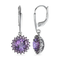 Pendant d'oreilles Or blanc 18K Améthyste violet, 38 Pierres-558154