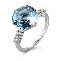 Bague Or blanc 18K Topaze bleu, 0.12 ct, 6 Pierres, brillant, w-si-558155