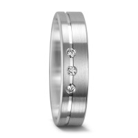 Partnerring 750/18 K Weissgold Diamant 0.06 ct, 3 Steine, tw-vsi-558465