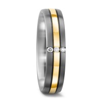 Partnerring Titan, 750/18 K Gelbgold Diamant weiss, 0.06 ct, 3 Steine, w-si-560754
