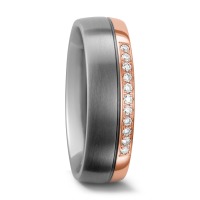 Partnerring Titan, 750/18 K Rotgold Diamant weiss, 0.11 ct, 11 Steine, w-si-560858
