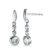 Pendant d'oreilles Argent Zircone blanc, 6 Pierres Rhodié-562336