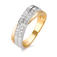 Fingerring 750/18 K Gelbgold, 750/18 K Weissgold Diamant 0.17 ct, 18 Steine, w-si-563073