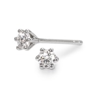 Clous d'oreilles Or blanc 18K Diamant 0.10 ct, 2 Pierres, w-si Ø2.8 mm-563095