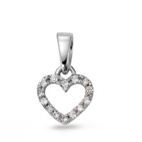 Pendentif Or blanc 18K Diamant 0.08 ct, 14 Pierres, w-si Coeur-563109