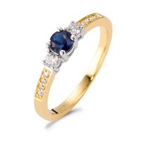 Bague Or jaune 18K, Or blanc 18K Diamant bleu, 0.15 ct, 11 Pierres, w-si-563315