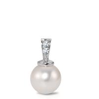 Pendentif Or blanc 18K Diamant 0.025 ct, 2 Pierres, w-si perle d'eau douce, 8 mm-563413