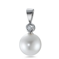 Pendentif Or blanc 18K Diamant 0.06 ct, w-si perle d'eau douce, 10 mm-563416