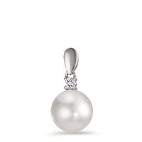 Pendentif Or blanc 18K Diamant 0.06 ct, w-si perle d'eau douce, 10 mm-563585