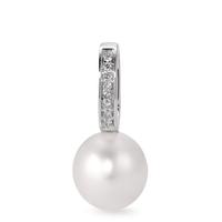 Pendentif Or blanc 18K Diamant 0.04 ct, w-si perle d'eau douce blanc, 9 mm-563591