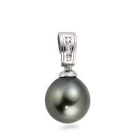 Pendentif Or blanc 18K Diamant 0.04 ct, w-si perle de Tahiti, 4 Perles, 10 mm-563604