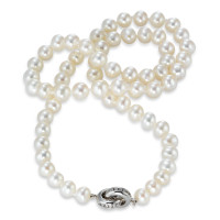 Collier Argent Rhodié perle d'eau douce 6-6.5 mm 45 cm-563678