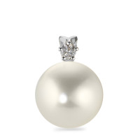 Pendentif Or blanc 18K Diamant 0.05 ct, w-si perle d'eau douce-563775
