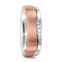 Partnerring 750/18 K Weissgold, 750/18 K Rotgold Diamant weiss, 0.049 ct, 5 Steine, tw-si-564585