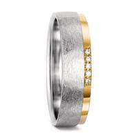 Alliance Or blanc 18K, Or jaune 18K Diamant blanc, 0.025 ct, 5 Pierres, tw-si-564587