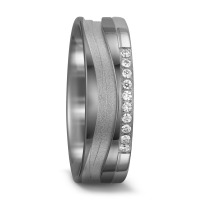 Partnerring 500 Palladium, 585/14 K Weissgold Diamant 0.10 ct, 10 Steine, w-si-564963