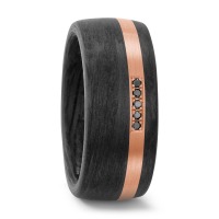 Bague Carbone, Or rouge 18K Diamant noir, 0.05 ct, 5 Pierres, tw-si-565342