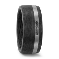 Bague Carbone, Palladium 950 Diamant noir, 0.05 ct, 5 Pierres, tw-si-565345