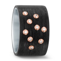 Bague Acier inoxydable, Carbone, Or rouge 18K-565449