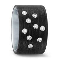 Bague Acier inoxydable, Carbone, Or blanc 18K-565451