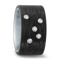 Bague Acier inoxydable, Carbone, Or blanc 18K-565458