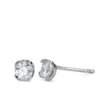 Clous d'oreilles Or blanc 18K Zircone 2 Pierres Ø4.5 mm-565854