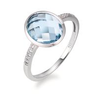 Bague Or blanc 18K Diamant 0.05 ct, 10 Pierres, brillant, w-si, Topaze bleu-565872
