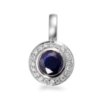 Anhänger 750/18 K Weissgold Saphir blau, Diamant weiss, 20 Steine, w-si Ø9 mm-565888