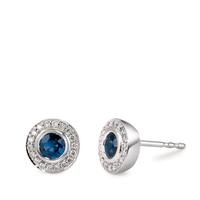 Ohrstecker 750/18 K Weissgold Saphir blau, 2 Steine, Diamant weiss, 34 Steine, w-si Ø7.5 mm-565889