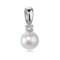 Pendentif Or blanc 18K Diamant blanc, 0.025 ct, brillant, w-si perle d'eau douce, 6.5 mm-565890