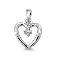 Pendentif Or blanc 18K Diamant blanc, 0.07 ct, brillant, w-si Coeur Ø12 mm-565923