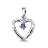 Pendentif Or blanc 18K Saphir bleu Coeur Ø12 mm-565924