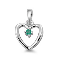 Pendentif Or blanc 18K Émeraude vert Coeur Ø12 mm-565926