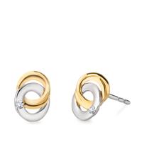 Clous d'oreilles Or blanc 18K, Or jaune 18K Diamant blanc, 0.03 ct, 2 Pierres, brillant, w-si-565970