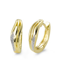 Créoles à charnières Or jaune 18K, Or blanc 18K Diamant blanc, 0.03 ct, 6 Pierres, brillant, w-si-565979