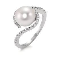 Bague Or blanc 18K Diamant blanc, 0.045 ct, 10 Pierres, brillant, w-si perle d'eau douce-566005