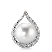 Pendentif Or blanc 18K Diamant blanc, 0.06 ct, 5 Pierres, brillant, w-si perle d'eau douce-566006