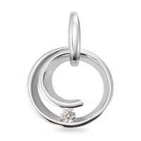 Pendentif Or blanc 18K Diamant blanc, 0.05 ct, brillant, w-si Ø15 mm-566031