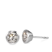 Clous d'oreilles Or blanc 18K Diamant blanc, 1 ct, 2 Pierres, brillant, si, IGI Ø7 mm-566151
