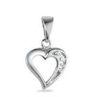 Pendentif Or blanc 18K Zircone 4 Pierres Coeur-567396