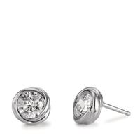 Clous d'oreilles Argent Zircone 2 Pierres Rhodié Ø8 mm-567979